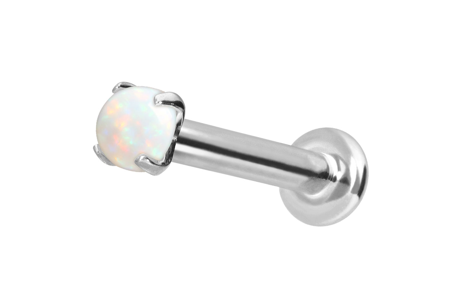 14 Karat Gold Labret Piercing mit Push Fit SYNTHETISCHER OPAL